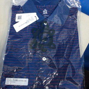 NWT Turtleson Performance Jersey Pencil Stripe Polo BLUE/RED Size S